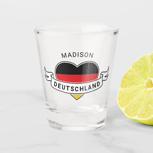German Love custom name shot glass (Front)