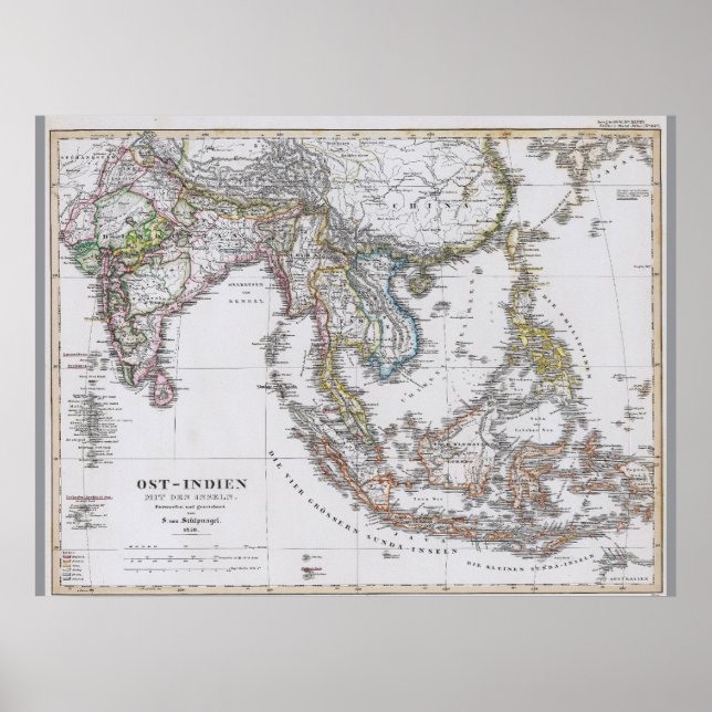 German map of South East Asia (1850) Poster (Front)