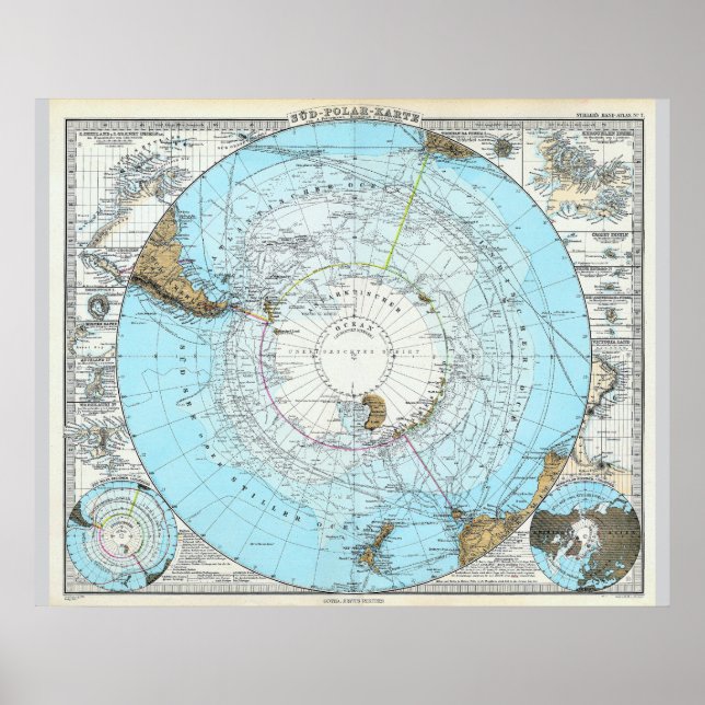 German map of the North Pole (1891) Poster (Front)