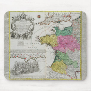German Map showing English naval attacks on French Mouse Mat