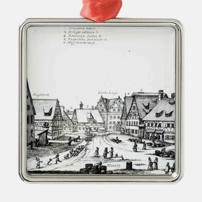 German Market town, 1704 Metal Tree Decoration (Front)
