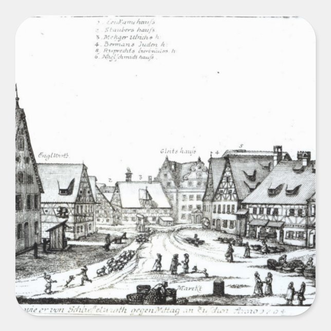 German Market town, 1704 Square Sticker (Front)