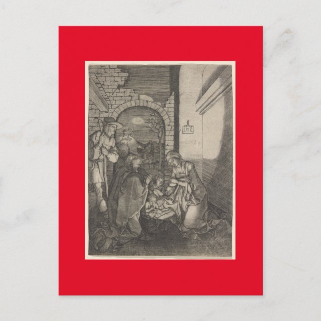 GERMAN MASTER PRINT OF THE NATIVITY CHRISTMAS HOLIDAY POSTCARD (Front)