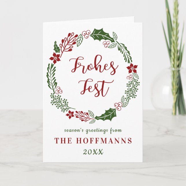 German Merry Christmas, Frohes Fest, Custom Holiday Card (Front)