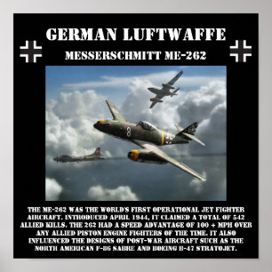 German Messerschmitt ME-262 Jet - World War II Poster