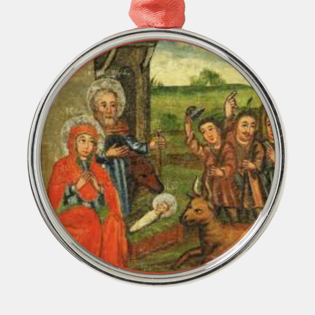 GERMAN Nativity Ceramic Ornament (Front)