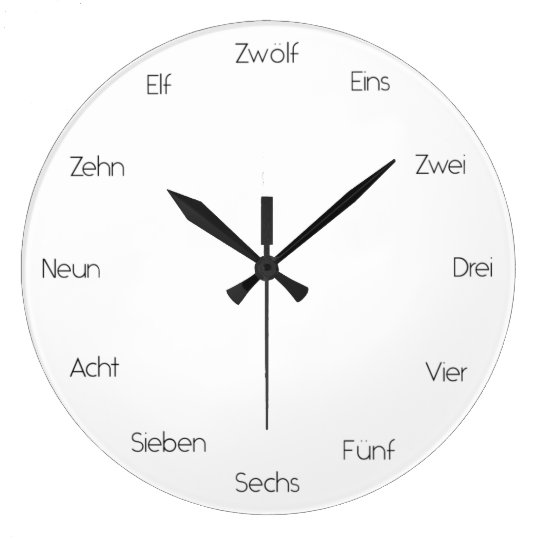 German Numbers Language Learning Modern Large Cloc Large Clock Zazzle