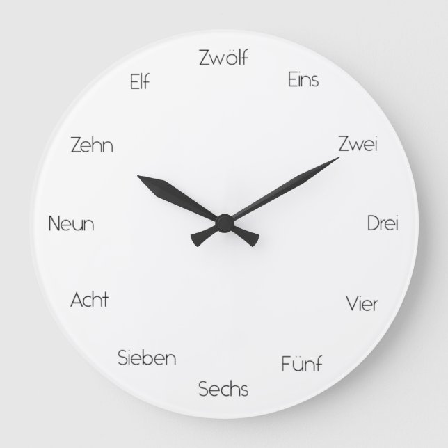 German Numbers Language Learning Modern Large Cloc Large Clock (Front)