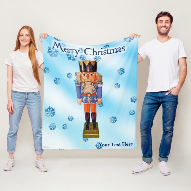 German Nutcracker - Merry Christmas Fleece Blanket (In Situ)