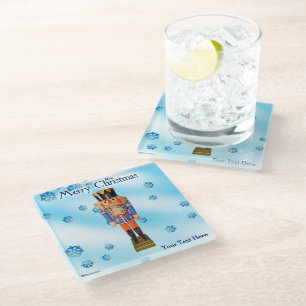 German Nutcracker - Merry Christmas Glass Coaster