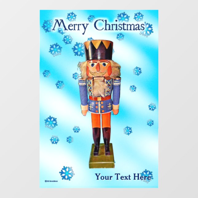 German Nutcracker - Merry Christmas Window Cling (Sheet)