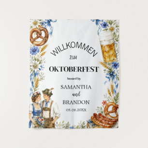 German Oktoberfest Beer Party Welcome Sign Tapestry
