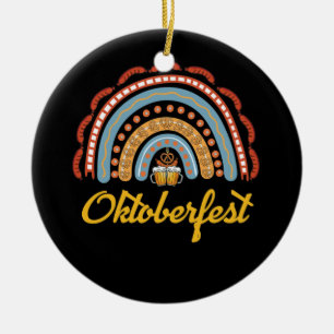 German Oktoberfest Sausage Pretzel Beer Vintage Ceramic Tree Decoration