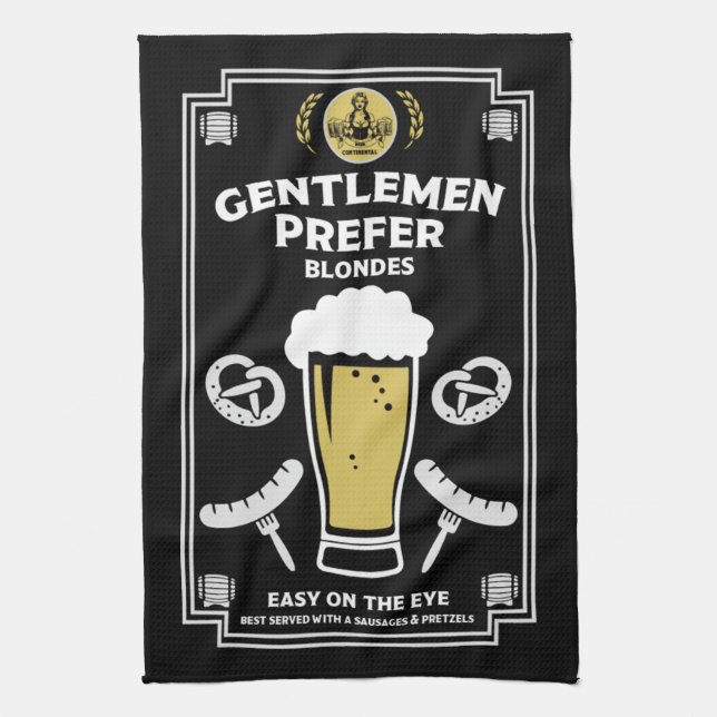 German Pilsner Beer And sausage Tea Towel (Vertical)