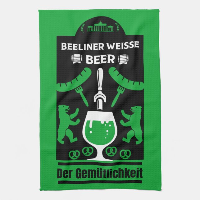 German Pilsner Beer And sausage Tea Towel (Vertical)