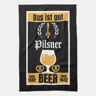 German Pilsner Beer And sausage Tea Towel