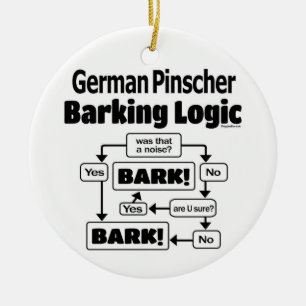 German Pinscher Barking Logic Ceramic Tree Decoration
