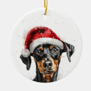German Pinscher Dog Christmas Personalized Ceramic Tree Decoration