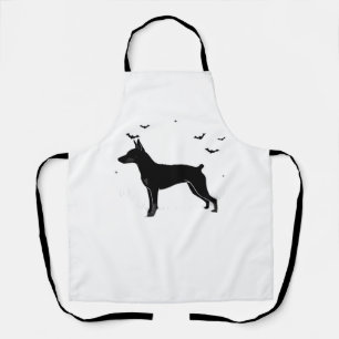 German Pinscher Dog � Halloween Moon Silhouette Cl Apron