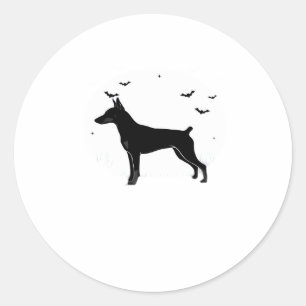 German Pinscher Dog � Halloween Moon Silhouette Cl Classic Round Sticker