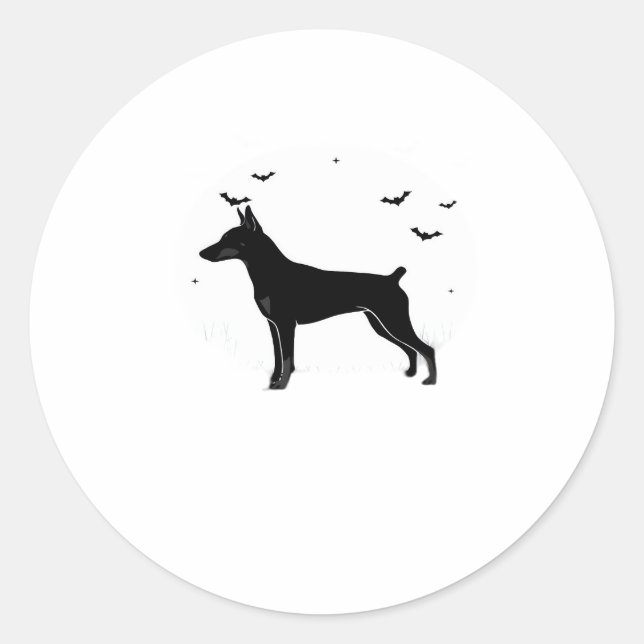 German Pinscher Dog � Halloween Moon Silhouette Cl Classic Round Sticker (Front)