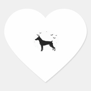 German Pinscher Dog � Halloween Moon Silhouette Cl Heart Sticker