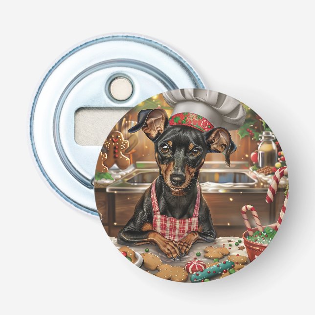 German Pinscher Holiday Baking: Festive Christmas Bottle Opener (Front)