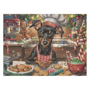 German Pinscher Holiday Baking: Festive Christmas Tablecloth