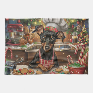 German Pinscher Holiday Baking: Festive Christmas Tea Towel