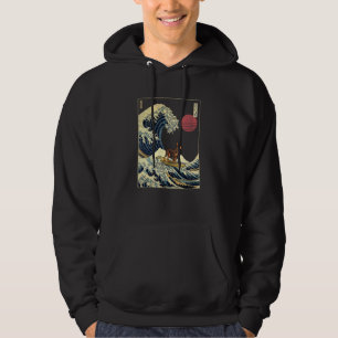 German Pinscher Japanese Kanagawa Wave  Surf Dog Hoodie