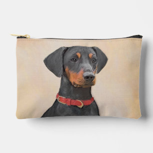 German Pinscher Painting Black Original Dog Art Accessory Pouch