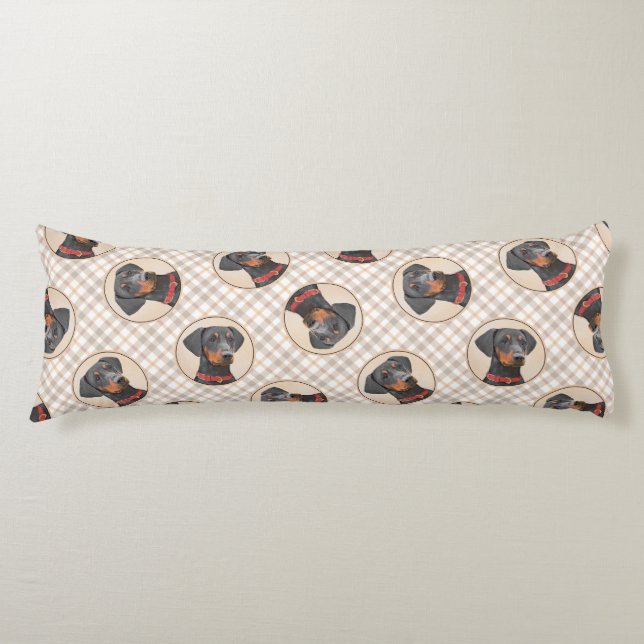 German Pinscher Painting Black Original Dog Art Body Cushion (Front)