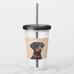 German Pinscher Painting Original Animal Art Acrylic Tumbler