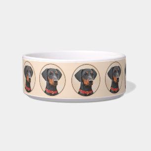German Pinscher Painting Original Animal Art Bowl