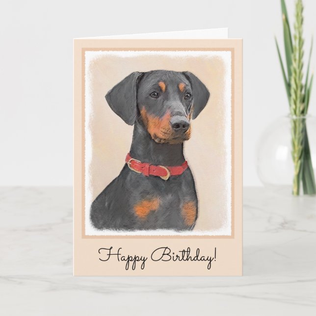 German Pinscher Painting Original Animal Art Card (Front)