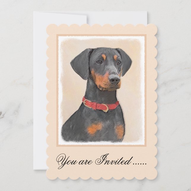 German Pinscher Painting Original Animal Art Invitation (Front)