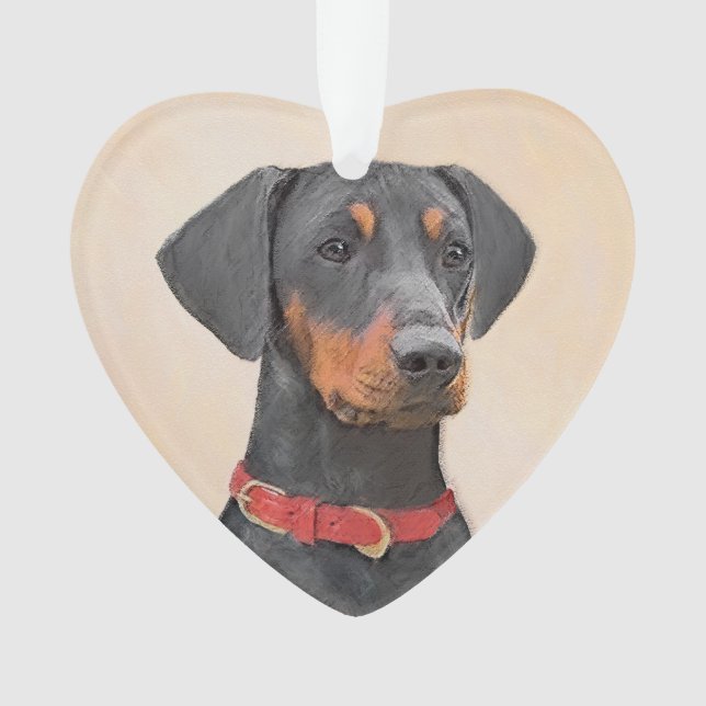 German Pinscher Painting Original Animal Art Ornament (Front)