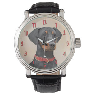 German Pinscher Painting Original Animal Art Watch