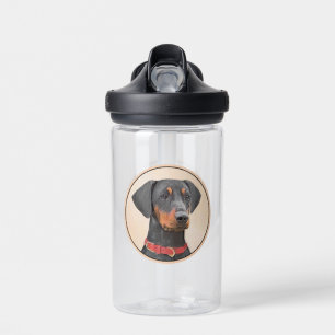 German Pinscher Painting Original Animal Art Water Bottle