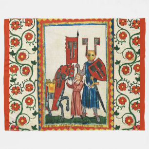 GERMAN POET AS TEUTONIC KNIGHT MEDIEVAL MINIATURE FLEECE BLANKET