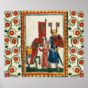GERMAN POET AS TEUTONIC KNIGHT MEDIEVAL MINIATURE POSTER