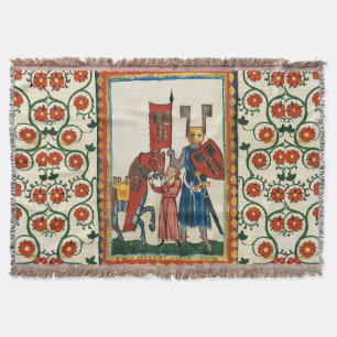 GERMAN POET AS TEUTONIC KNIGHT MEDIEVAL MINIATURE  THROW BLANKET