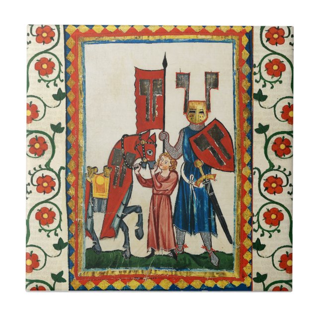 GERMAN POET AS TEUTONIC KNIGHT MEDIEVAL MINIATURE  TILE (Front)