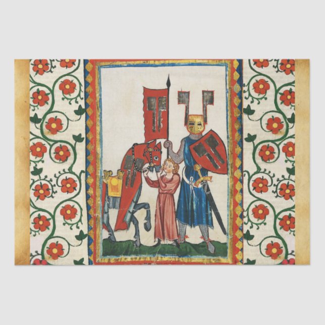 GERMAN POET AS TEUTONIC KNIGHT MEDIEVAL MINIATURE  TISSUE PAPER (Front)