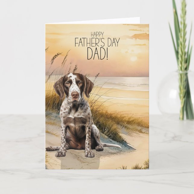 German Pointer Dog Sunset Beach Father's Day Holiday Card (Front)