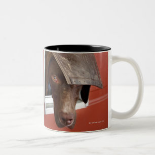 German pointer looking outside, through doggie Two-Tone coffee mug