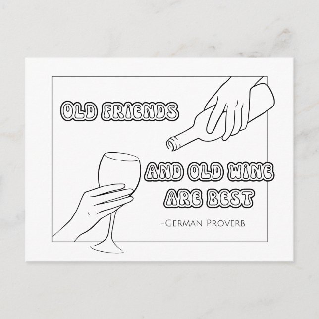 German Proverb Colouring Postcard (Front)