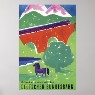 German Railways Travel Poster Holiday Joys Vintage