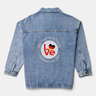 German Red LOVE Heart Flag Personalised Text Denim Jacket