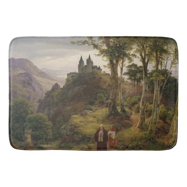 German Romantic Landscape with Monastery Complex Bath Mat (Front)